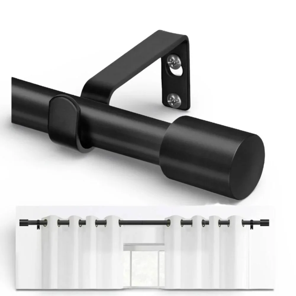 NEW-Black Curtain Rods 32 to 87 Inch(2.8 to 7.2 ft), Adjustable Splicing Window